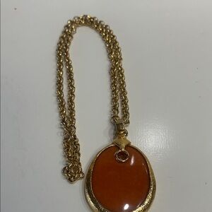 Barrera Gold and Orange Pendant Necklace